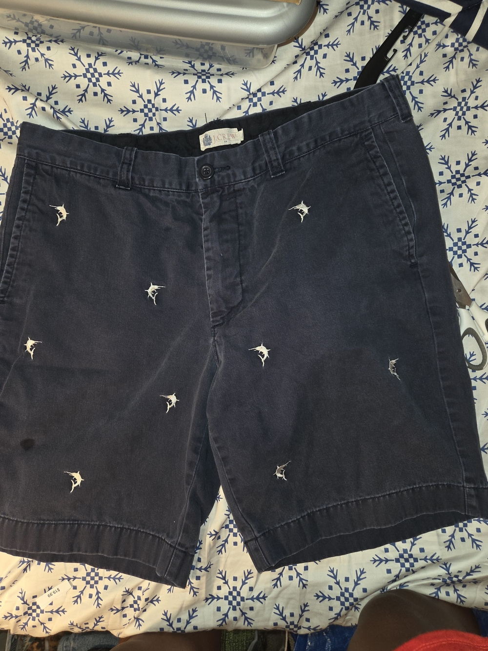 Men's Embroidered Shark Navy Shorts - J. Crew
